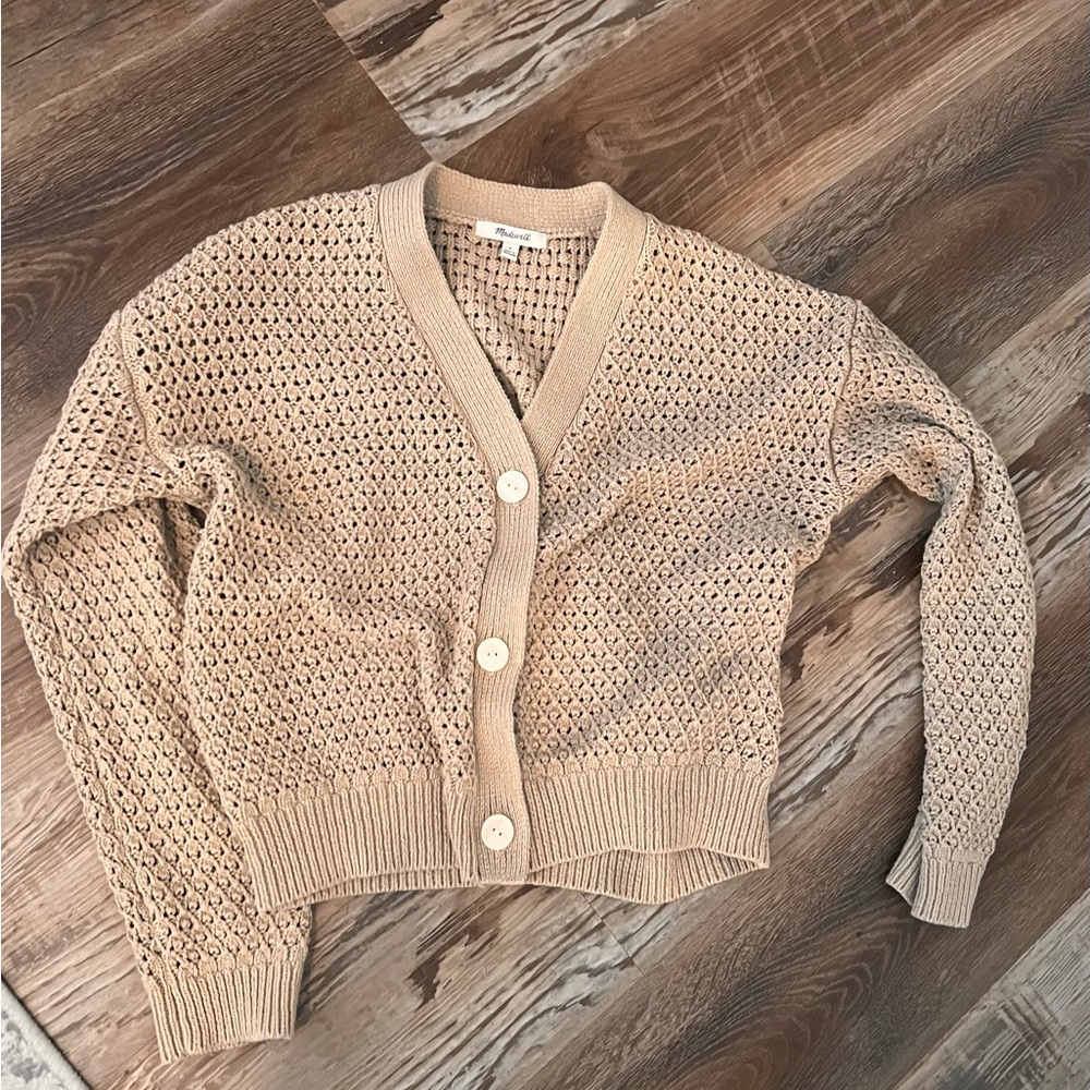 Madewell Open-Stitch Crop Cardigan Sweater